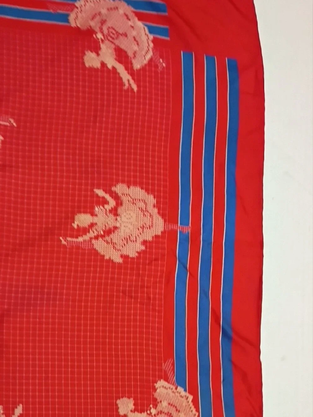 ❤️VTG LIBERTY OF LONDON ALL SILK Ballet Theme Red White Blue Scarf